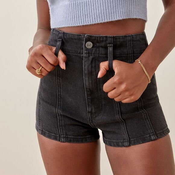 Reformation Dark Denim Jean Shorts - Picture 2 of 9